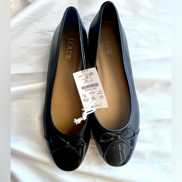 J. CREW Women's Black Patent Leather Flats Sz 7 M. NWT - Picture 9 of 9
